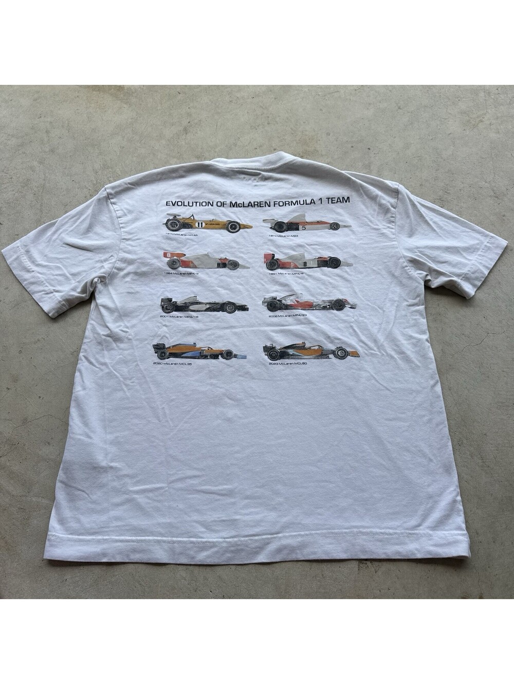 McLaren F1 T Shirt Formula 1 Team L Heavyweight Boxy Fit Evolution Race Cars